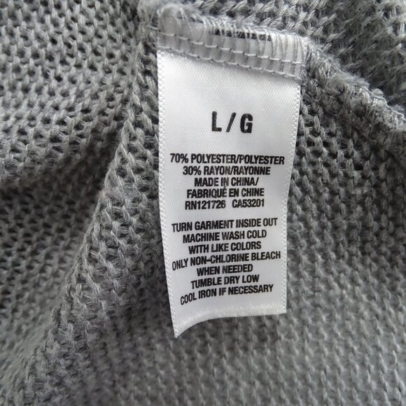Aeropostale Gray Open Front Knit Cardigan Sweater Women Size L Dolman 3/4 Sleeve - Picture 5 of 8